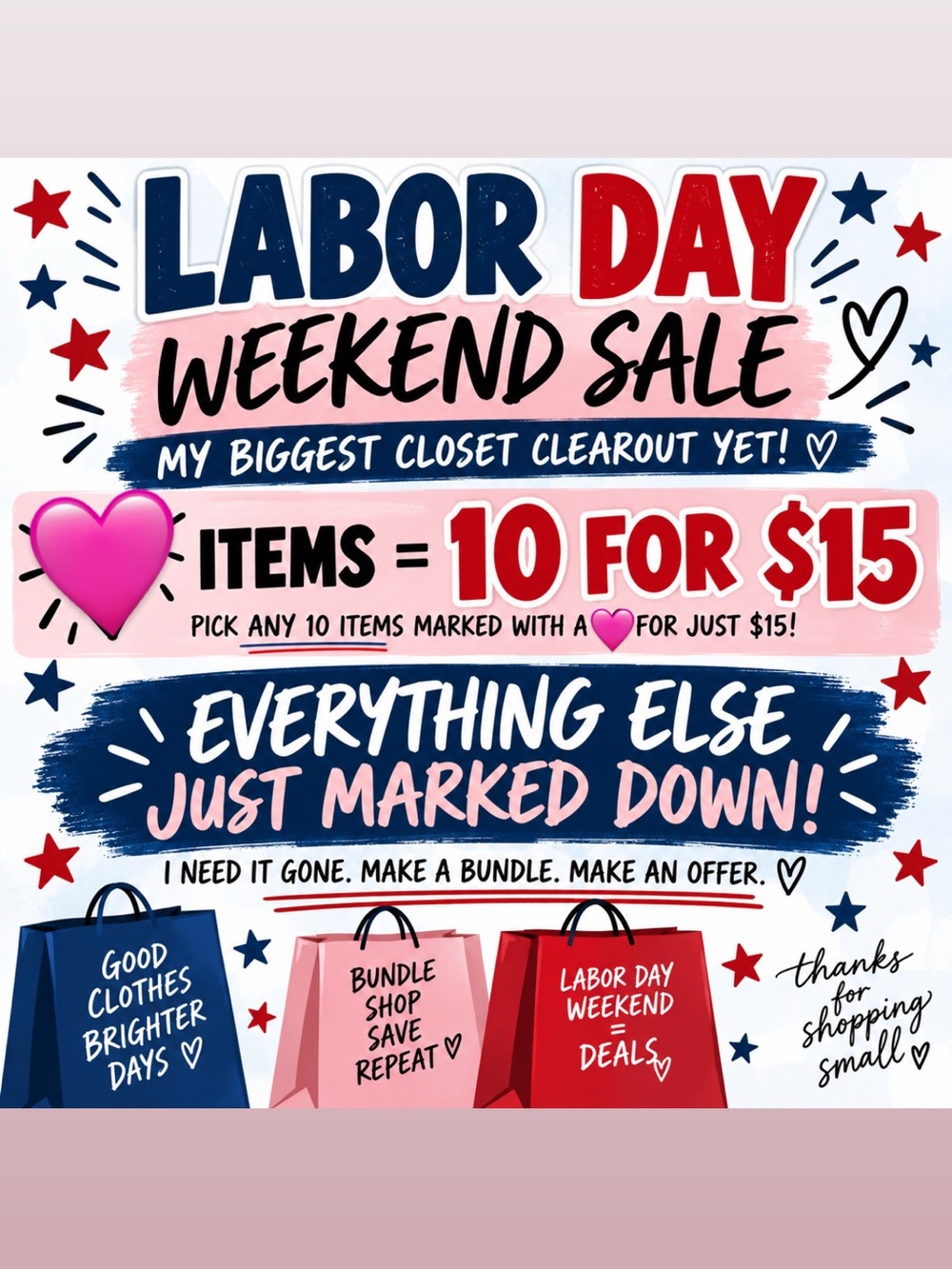 LABOR DAY WEEKEND SALE 🇺🇸 CLOSET CLEAROUT BIG SALE!